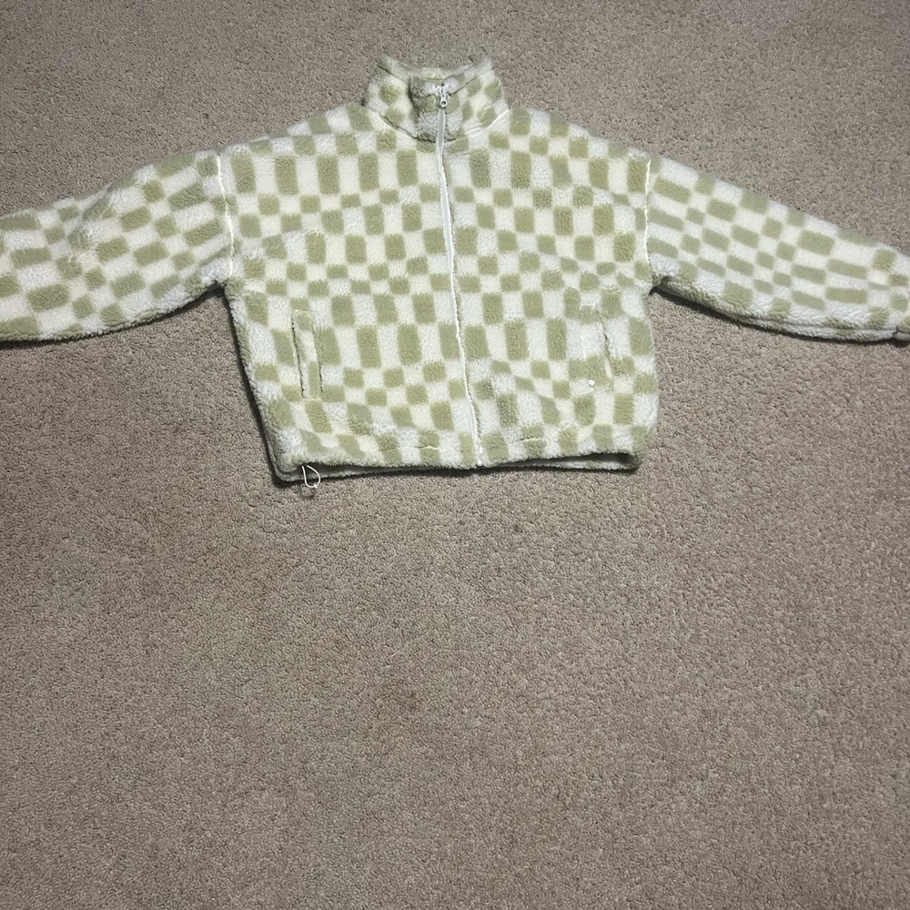 a new day Green and White Fleece Jacket